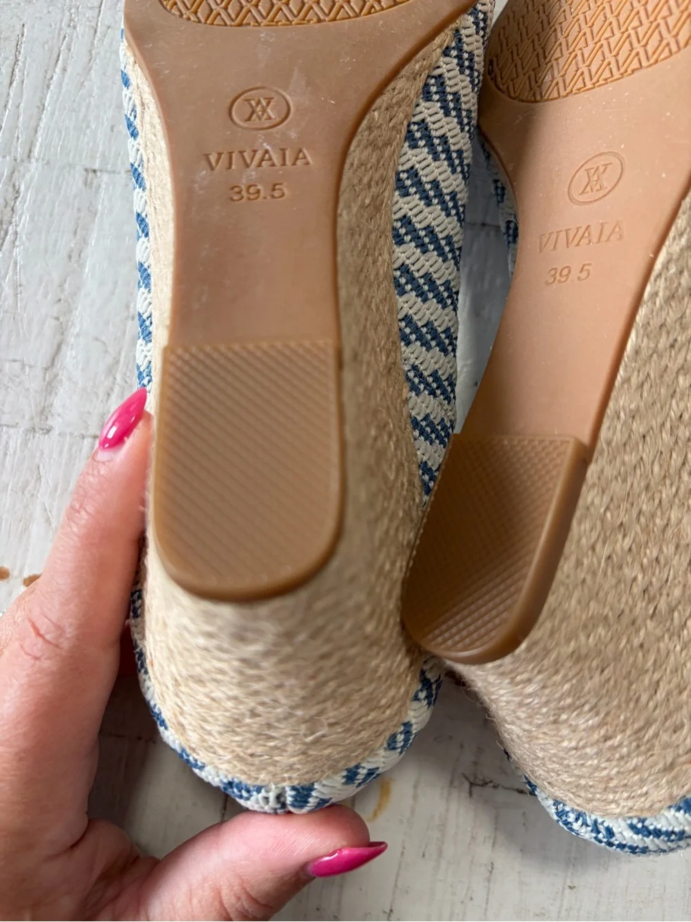 Vivaia Margot Wedge Pro EU size 39.5 US 8.5 Blue Stripe Square Toe Espadrilles